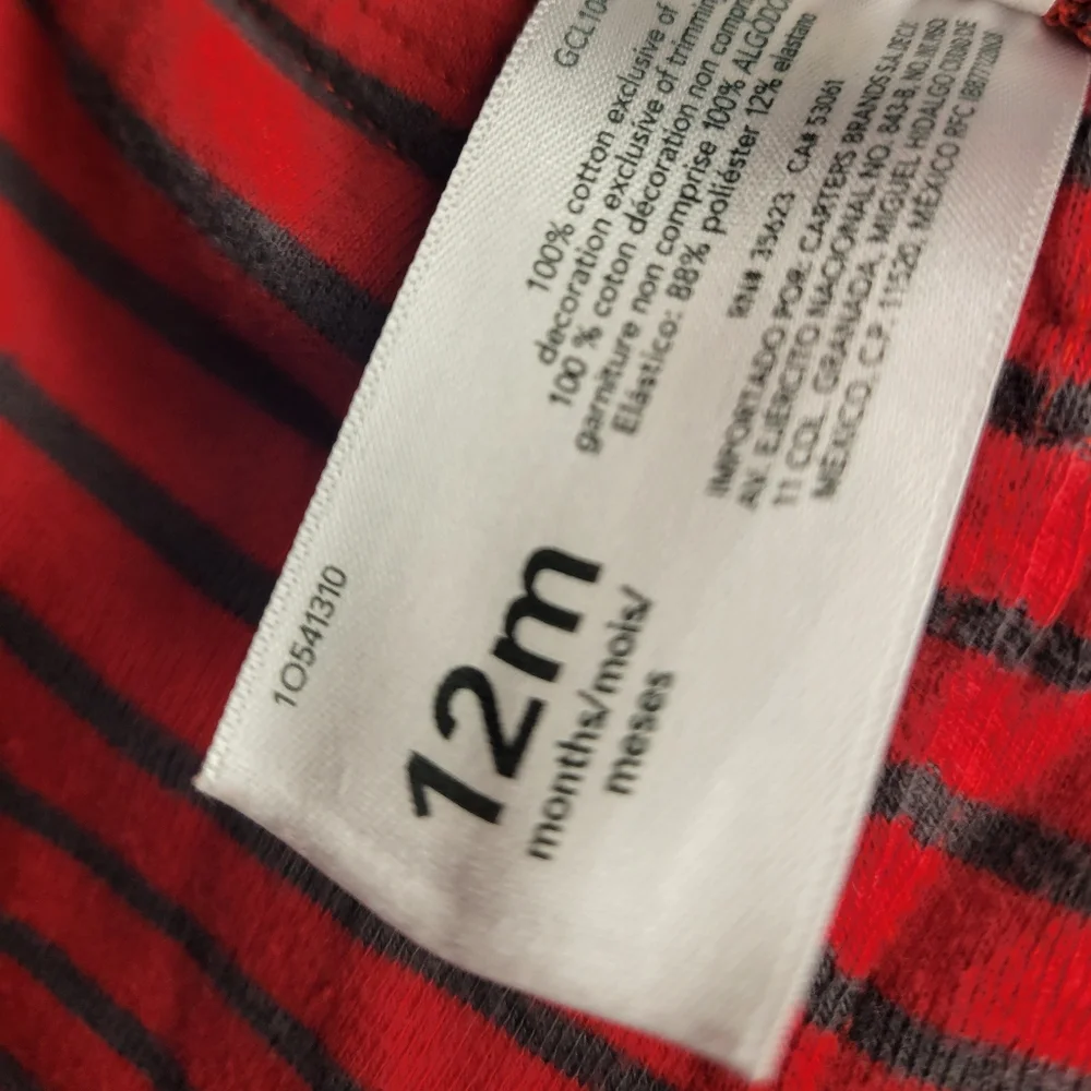 carters 12 months red and blue striped heart leggings
